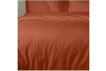 Housse de couette 240x260 cm + 2 taies 100% Coton 57 fils Terracotta