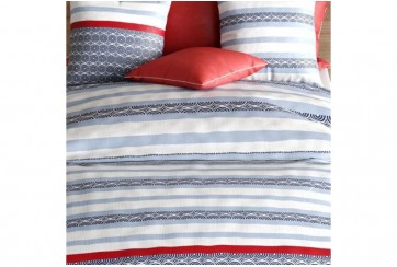 Housse de couette 240x260 cm + 2 taies d'oreiller 63x63 cm Coton 57 fils Santorini