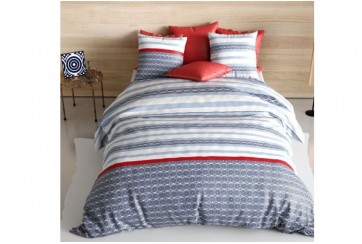 Housse de couette 240x260 cm + 2 taies d'oreiller 63x63 cm Coton 57 fils Santorini