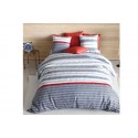 Housse de couette 240x260 cm + 2 taies d'oreiller 63x63 cm Coton 57 fils Santorini