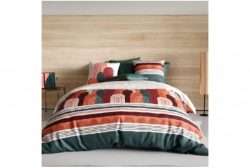 Housse de couette 240x260 cm + 2 taies d'oreiller 63x63 cm Coton 57 fils Galio