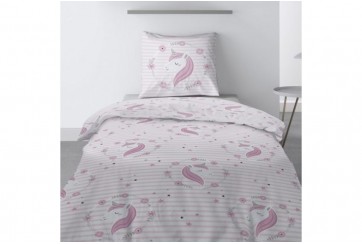 Housse de couette 140x200 cm + 1 taie d'oreiller 100% Coton 57 fils Rina