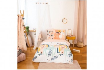 Housse de couette réversible 140x200 cm + 1 taie d'oreiller 63x63 cm Coton Prunellia