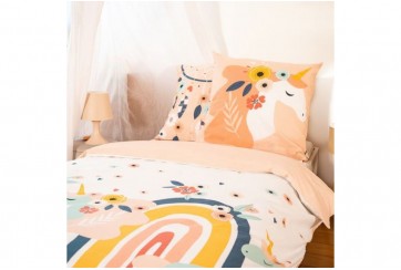 Housse de couette réversible 140x200 cm + 1 taie d'oreiller 63x63 cm Coton Prunellia