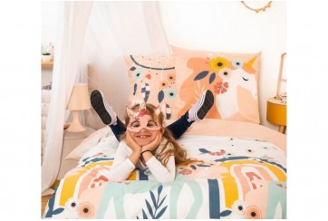 Housse de couette réversible 140x200 cm + 1 taie d'oreiller 63x63 cm Coton Prunellia