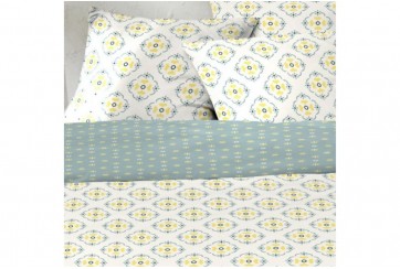 Housse de couette 220x240 cm + 2 taies d'oreiller 63x63 cm Coton 51 fils Creala Multico