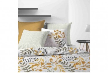 Housse de couette 220x240 cm + 2 taies d'oreiller 65x65 cm 100% Coton Bio 57 fils Eloa