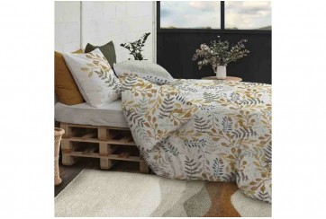 Housse de couette 220x240 cm + 2 taies d'oreiller 65x65 cm 100% Coton Bio 57 fils Eloa