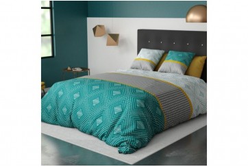 Housse de couette 240x260 cm + 2 taies d'oreiller 63x63 cm 100% Coton 57 fils Aurah