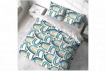 Housse de couette 220x240 cm + 2 taies d'oreiller 63x63 cm Microfibre Arc En Ciel