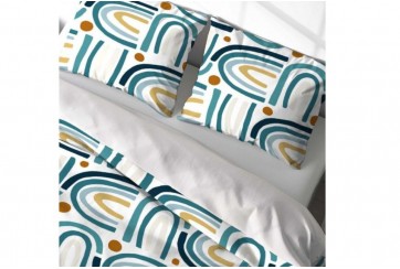 Housse de couette 220x240 cm + 2 taies d'oreiller 63x63 cm Microfibre Arc En Ciel
