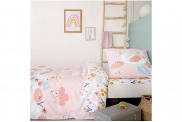 Housse de couette 140x200 + 1 taie d'oreiller 63x63 Coton Clara