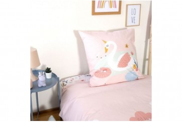 Housse de couette 140x200 + 1 taie d'oreiller 63x63 Coton Clara