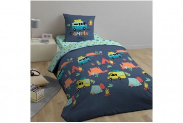 Housse de couette 140x200 + 1 taie d'oreiller 63x63 Coton Bio Bivouak