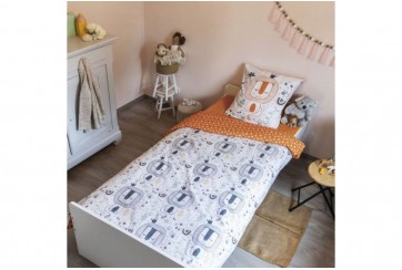 Housse de couette 140x200 + 1 taie d'oreiller 63x63 cm Coton Charlie