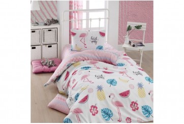 Housse de couette 140x200 + 1 taie d'oreiller 60x60 cm Polycoton Kokteyl