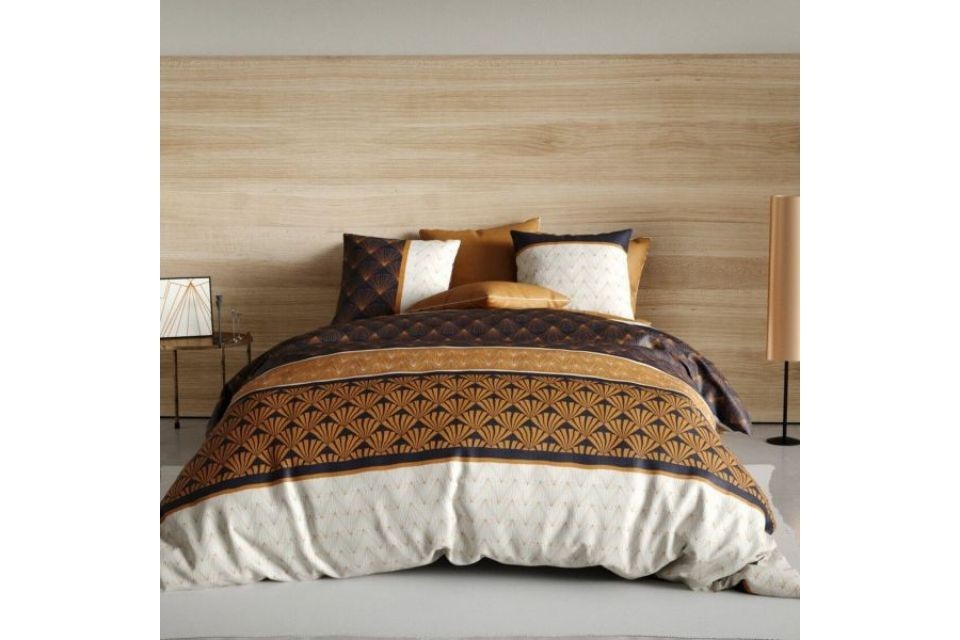 Housse de couette 220x240 cm + 2 taies d'oreiller 63x63 cm Coton Toffee