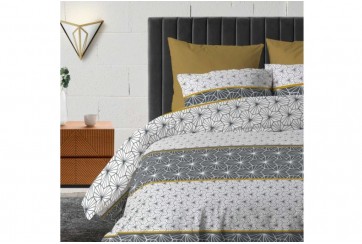 Housse de couette 240x260 cm + 2 taies d'oreiller 100% Coton 57 fils Mijo