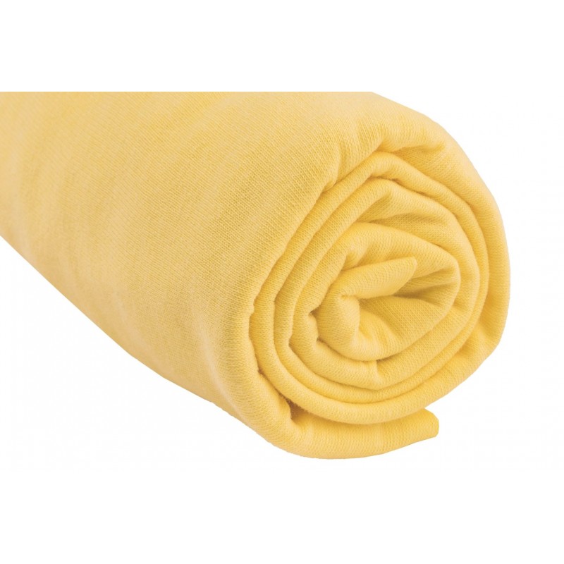 Drap-housse jersey pour lit double, 100% coton, jaune maïs, 160 x
