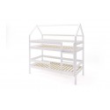 Lit cabane superposé 90x200 cm doubles tiroirs (bois blanc)