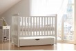 Lit berceau bébé 60x120 cm à bascule bois blanc