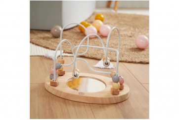 Boucle de motricité bois avec miroir rose Bieco