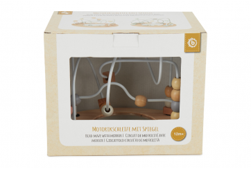 Boucle de motricité bois avec miroir rose Bieco