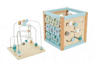 Cube d'activité en bois bleu bieco