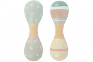 BIECO Lot de 2 hochets bébé en bois - star étoile