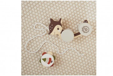 Jouet à tirer en bois enfant, biche multicolore