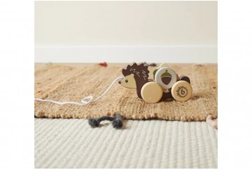 Jouet à tirer en bois enfant, hérisson multicolore