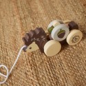 Jouet à tirer en bois enfant, hérisson multicolore