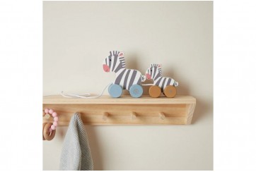 Jouet à tirer en bois enfant Zèbre Multicolore
