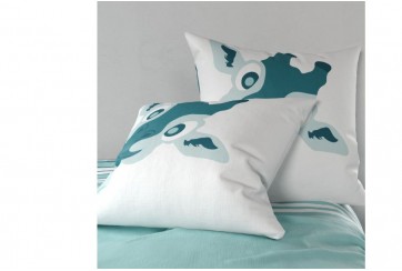 Parure de lit 140x200 cm enfant coton girafe bleu