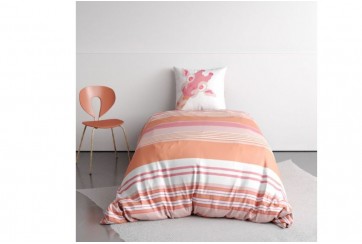 Parure de lit 140x200 cm enfant coton girafe rose