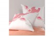 Parure de lit 140x200 cm enfant coton girafe rose