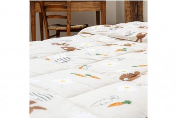 Couette coton imprimée 220x240 cm Pompon Lapin collection eden
