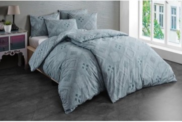 Parure de lit 220x240 cm - 100% Coton - Rick bleu