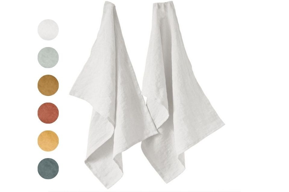 Lot de 2 essuie-mains 100% Lin lavé français