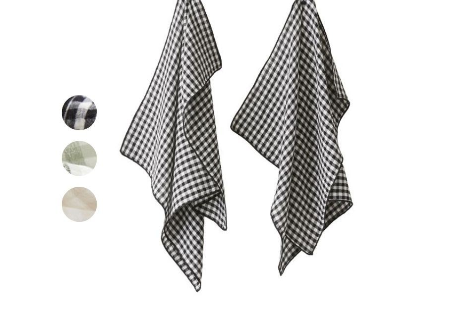 Lot de 2 essuie-mains 100% Gaze de coton - Quadri
