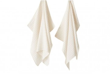 Lot de 2 essuie-mains 100% Gaze de coton - Quadri