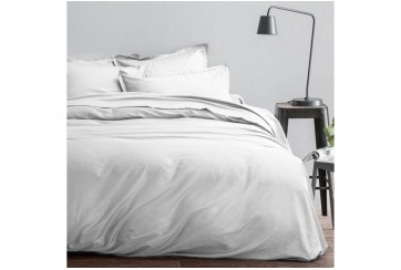 Housse de couette 220x240 + 2 taies d'oreiller - Satin de Coton - Blanc