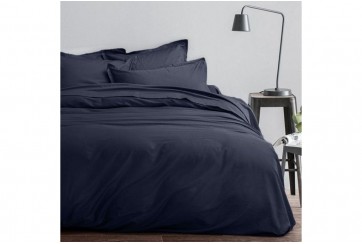 Housse de couette 220x240 + 2 taies d'oreiller - Satin de Coton - Indigo