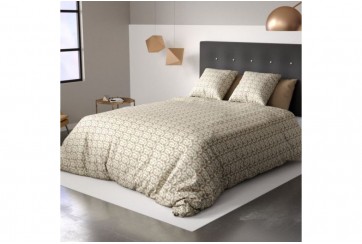 Housse de couette 200x200 cm + 2 taies d'oreiller 63x63 cm 100% Polyester 60 gsm Carmel