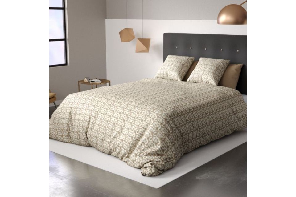 Housse de couette 200x200 cm + 2 taies d'oreiller 63x63 cm 100% Polyester 60 gsm Carmel