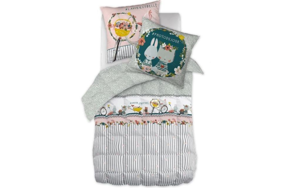 Couette imprimée 140x200 cm enfant - Coton – Motif Jardinage