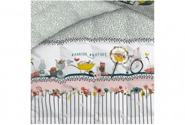 Couette imprimée 140x200 cm enfant - Coton – Motif Jardinage