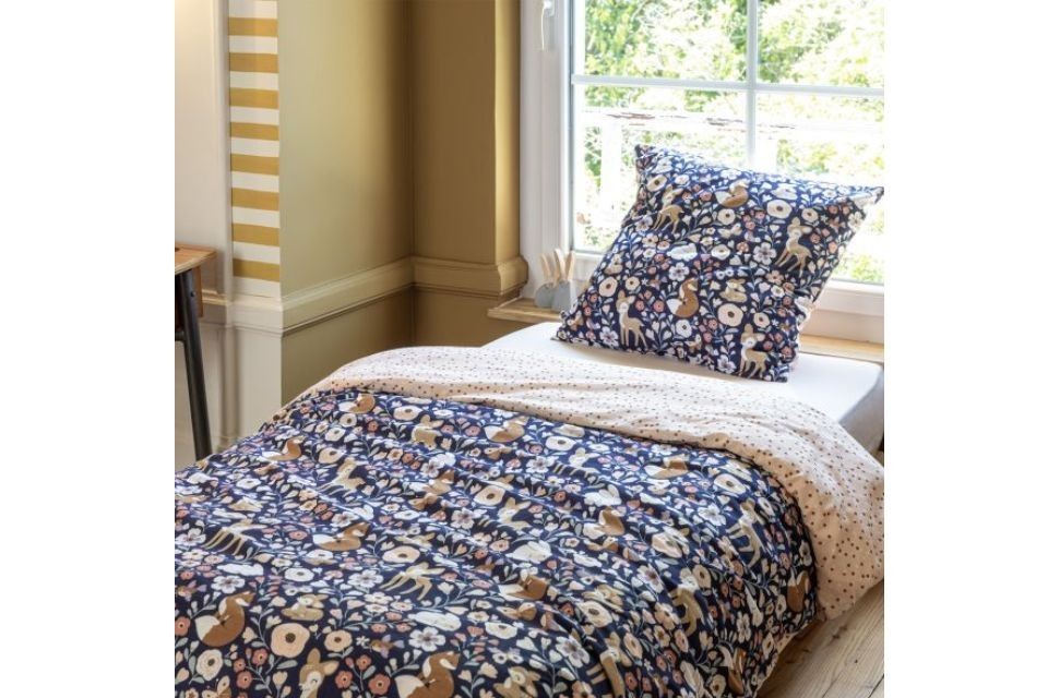 Parure de lit 140x200 cm Coton - Foret enchantee biche