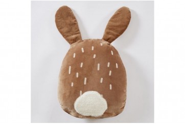 Coussin 40x45 cm Enfant - Motif Lapin Beige Taupe - Velours de coton