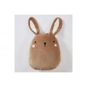 Coussin 40x45 cm Enfant - Motif Lapin Beige Taupe - Velours de coton